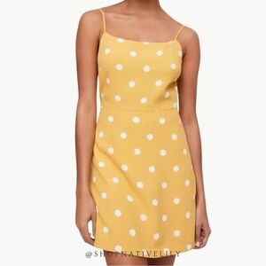 Aritzia Wilfred Isabelle Polka Dot Mini Dress Size 8 Yellow White New